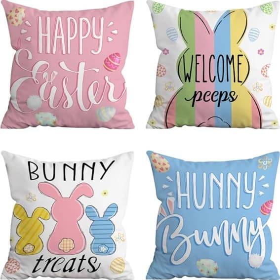 Easter Cheer Pillow Quartet: Festive Cushion Covers