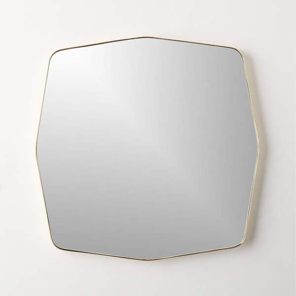 Hazme polished brass square wall mirror 31″.