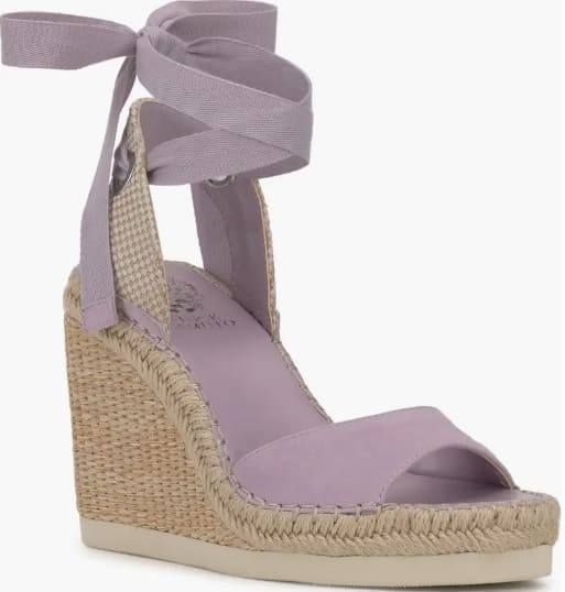 Lavender Luxe: Ribbon Lace-Up Espadrille Wedges