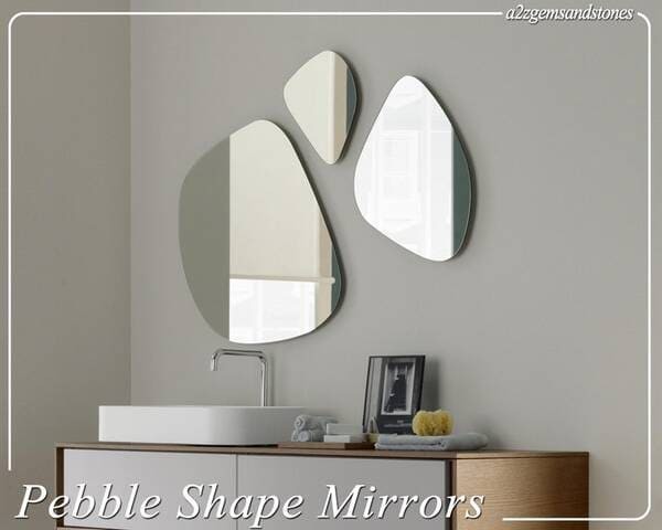 Pebble Mirror Set with an Asymmetrical Aesthetic Design.