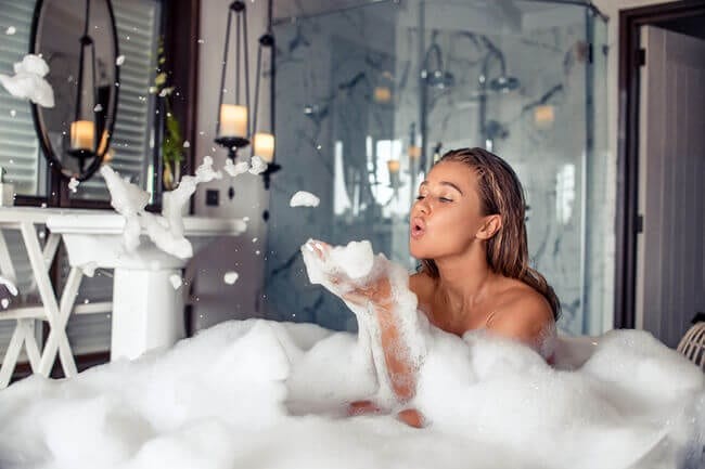 Take a hot bubble bath.