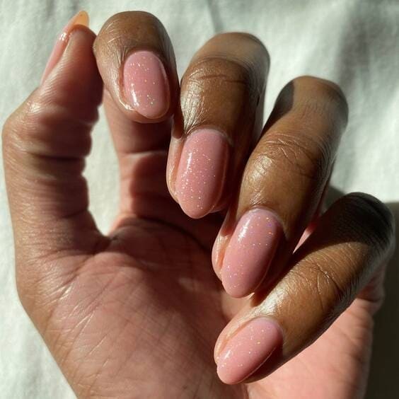 Rosé All Day Clear Nude nails.