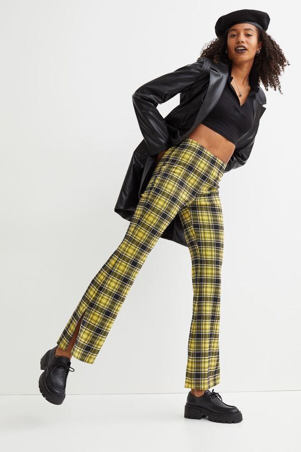 Colored plaid pants.