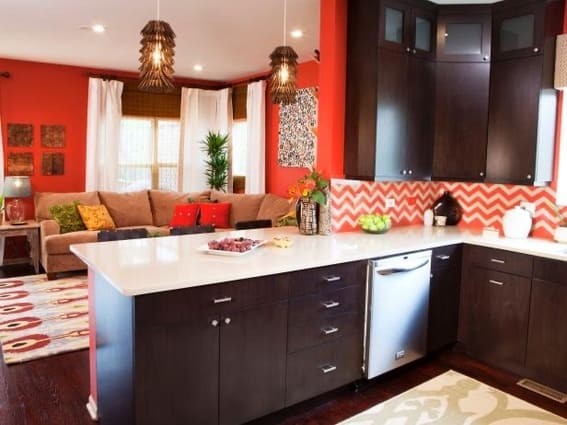 The Allure of an Orange Chevron Backsplash