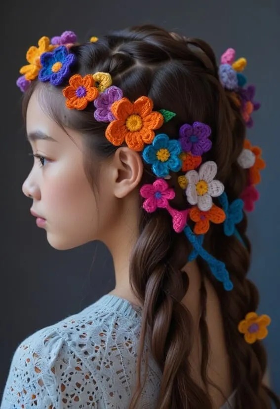 Take on the Flower’s Power by wearing Crocheted Blossoms.