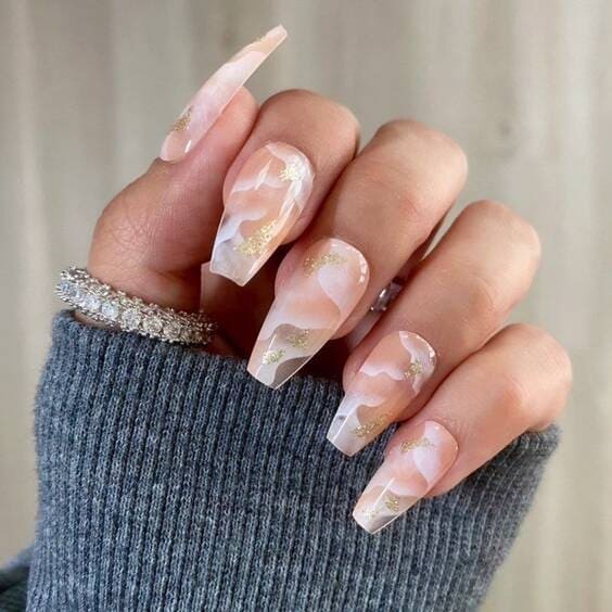 Nude Marble nails for spring.