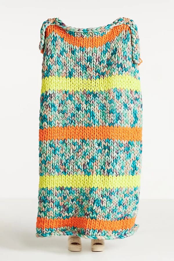 Chunky Knit Wool Throw Blanket By Anthropologie.