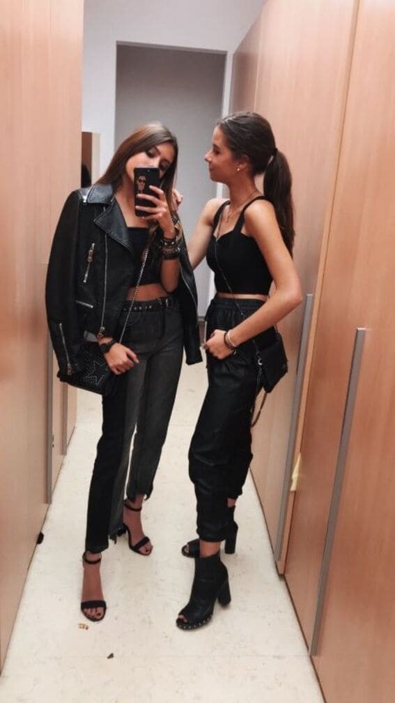 Mirror Selfie Magic: Leather Duo