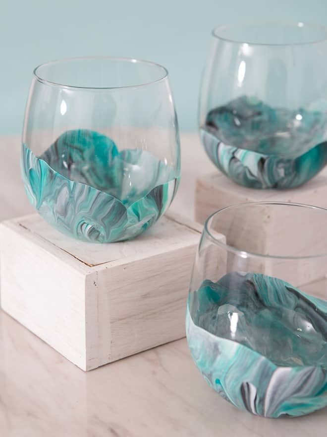 Crafting Marbled Glassware.