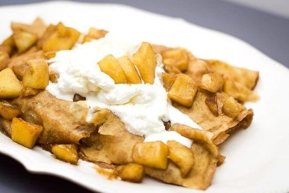 Caramelized Apple Crepes Recipe For Breakfast Or Dessert.