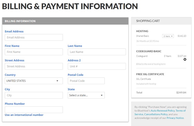 Step #6. Fill in your billing Info.