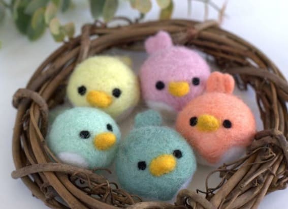 Nestled Softness: Pastel Felt Chick Set