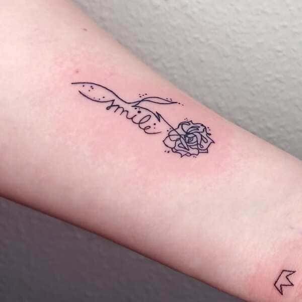 Flower with a word Tattoo