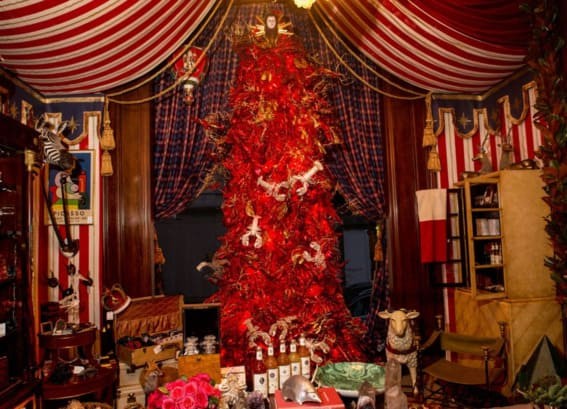 Theatrical Crimson Christmas Tree