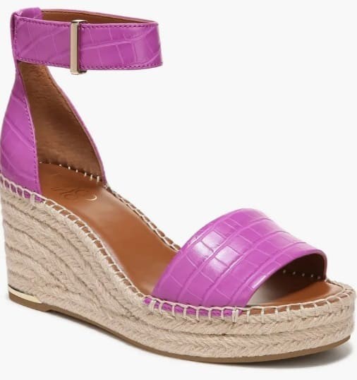 Purple Panache: Croc-Effect Espadrille Wedges