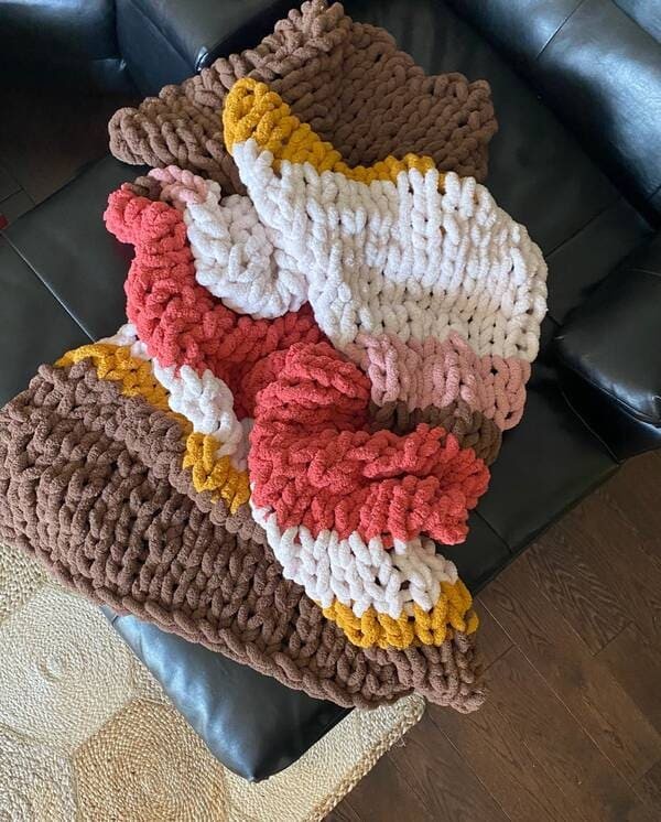 Hand Knitted Oversized Blanket by VivianLyndsey.