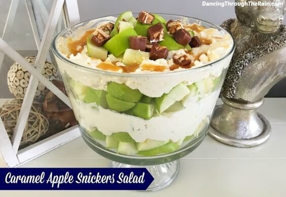 Caramel Apple Snickers Salad.