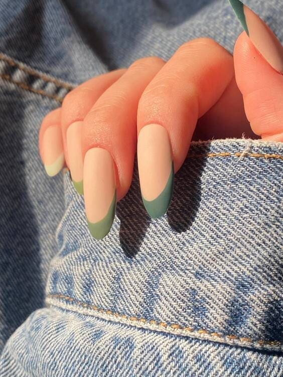 Gradient Green matte nails, Multicolour.