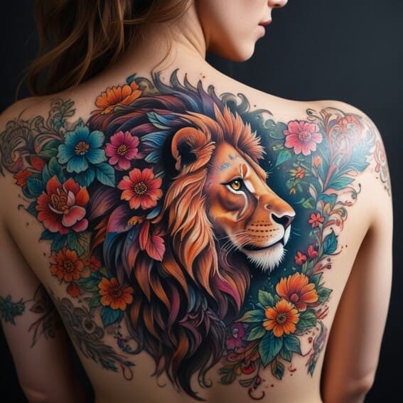 Lion Back Tattoo