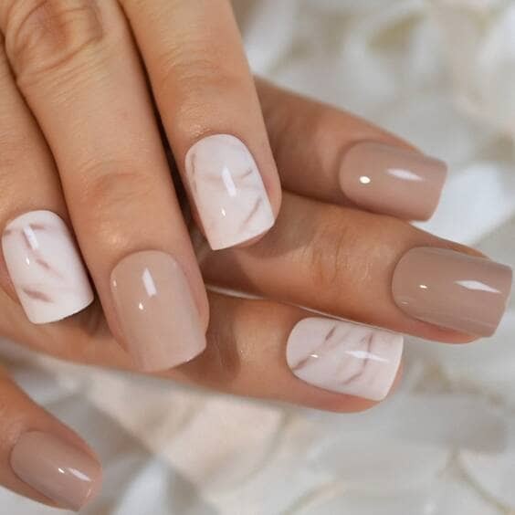 Nude Marble spring nails.