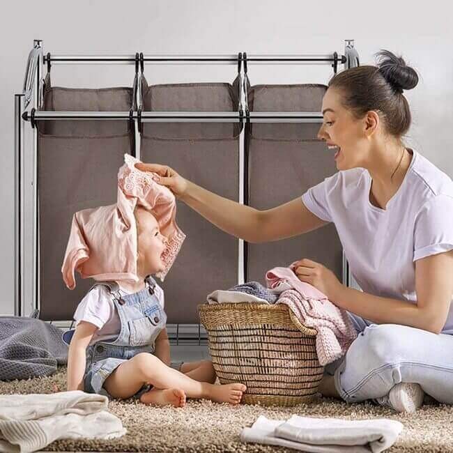 Separate your clothes by color & use using a handy laundry hamper.