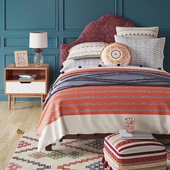 When choosing bohemian fabrics, always choose soft & textured.