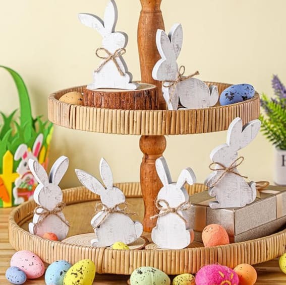 Country Charm Bunnies: Wooden Sign Set for Easter