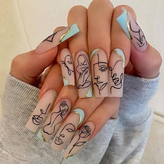 Abstract Long Coffin Nails.