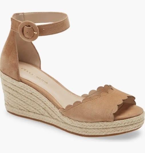 Suede Scallop: Soft-Edged Espadrille Wedges