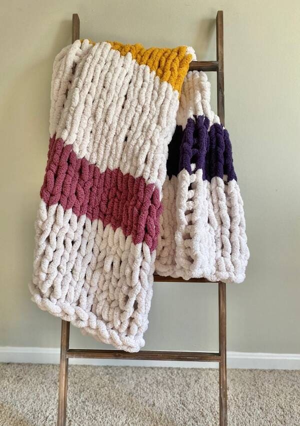 Color block large Knit Blanket – Just Because Gift.