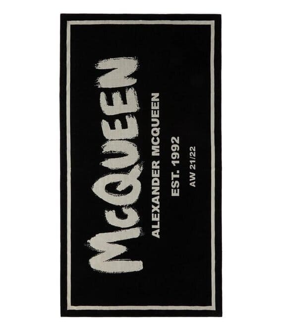 Alexander McQueen Black ‘McQueen’ Beach Towel – $270.00