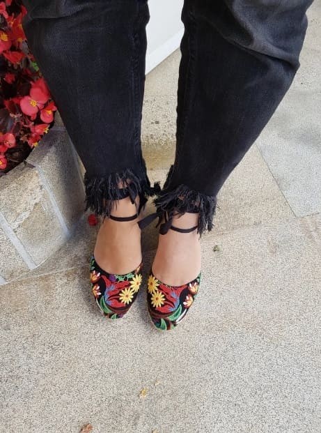 Fiesta Florals: Embroidered Espadrille Ankle Ties