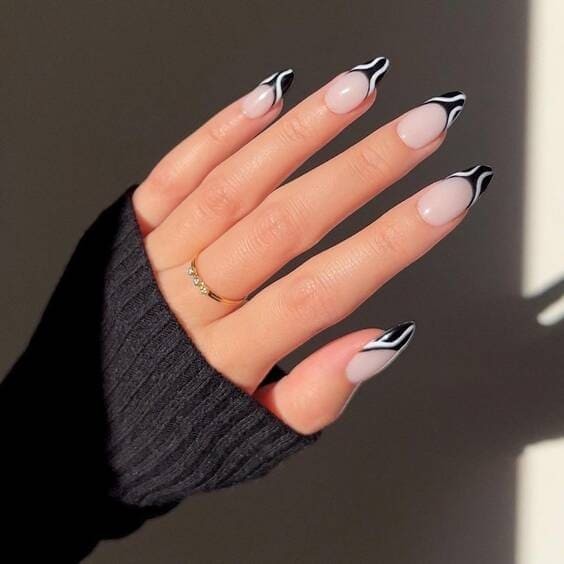 Black abstract french tip.