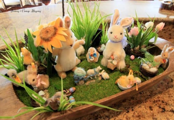 Enchanting Easter: Dough Bowl Turned Spring Display