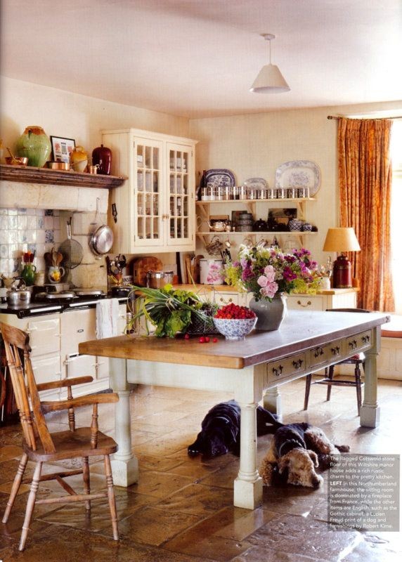 When it comes to creating a cozy English cottage-style kitchen — where you place your table matters.