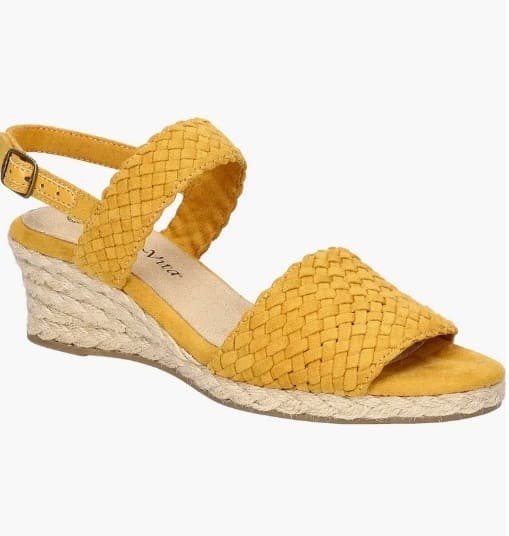 Sunshine Weave: Mustard Woven Espadrille Wedges