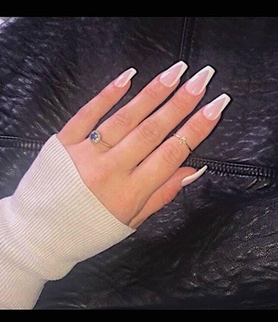 Pointed white & pink french tip.