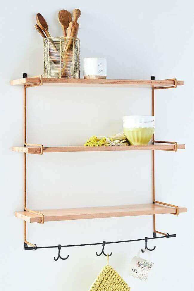 Utilize your extra wall space by adding open shelves.