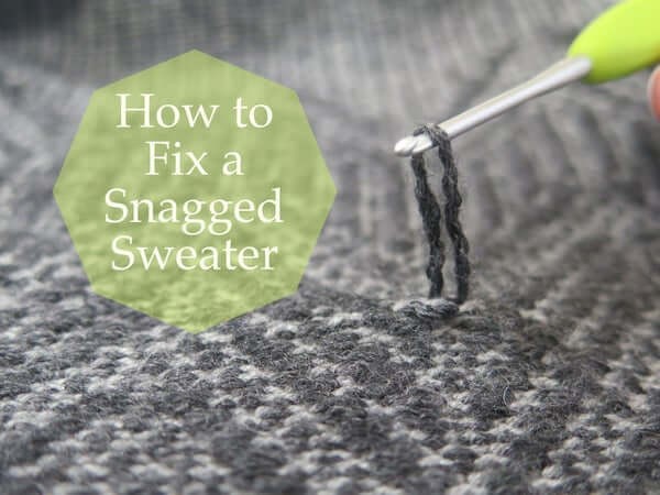 Fixing a sweater snag.