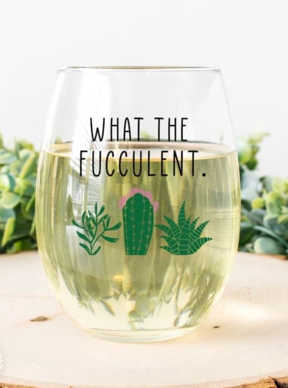 Sip & Giggle: “What The Fucculent” Plant Wine Glass