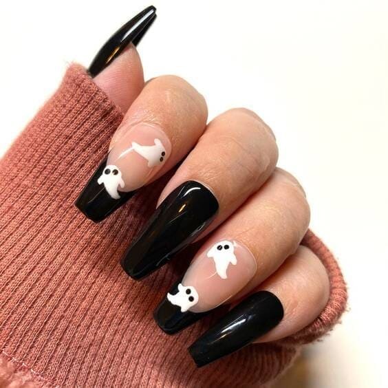 Be my boo french tip ghost nails.