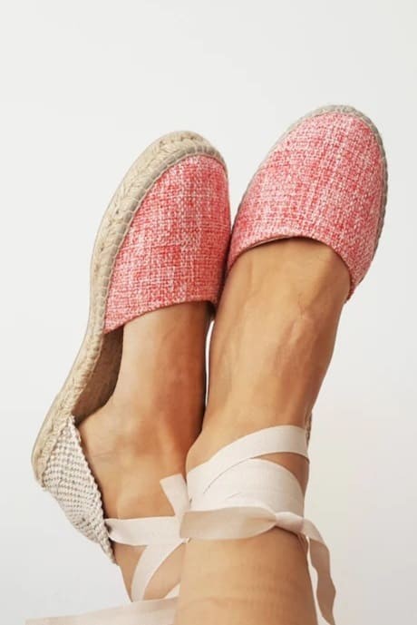 Coral Weave: Ribbon-Tie Espadrille Flats