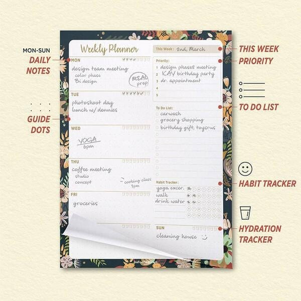 Set up a weekly planner in your most-used room.