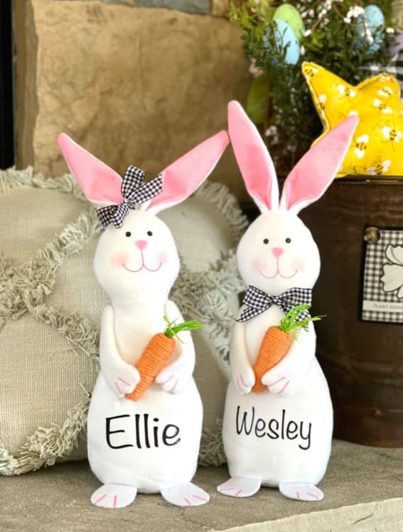 Huggable Namesakes: Personalized Plush Bunnies with Carrots