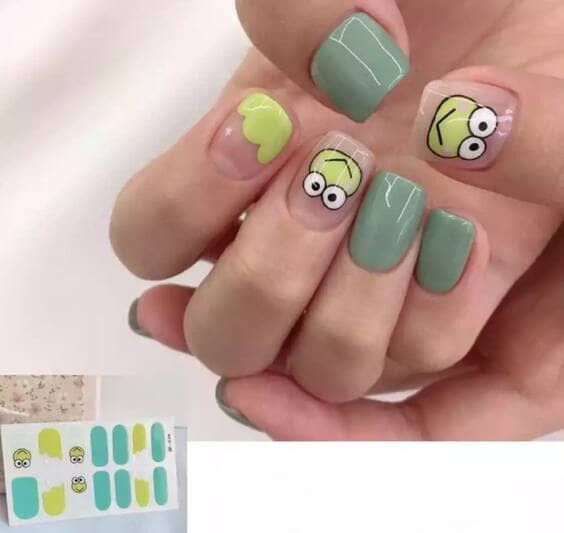 Green Spring Frog Nail Wraps.