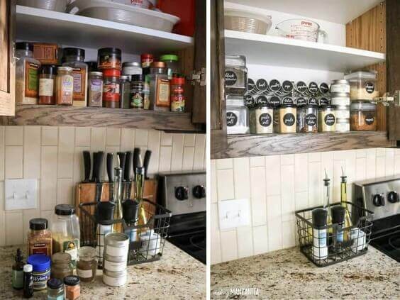 Use Free labels for a Brilliant Spice Cabinet Organization.