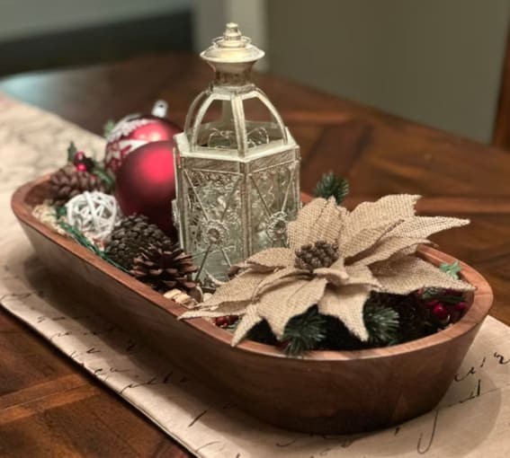 Yuletide Glow: A Festive Dough Bowl Arrangement