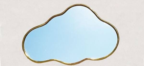 Irregular Shaped Brass Cloud Mirror.