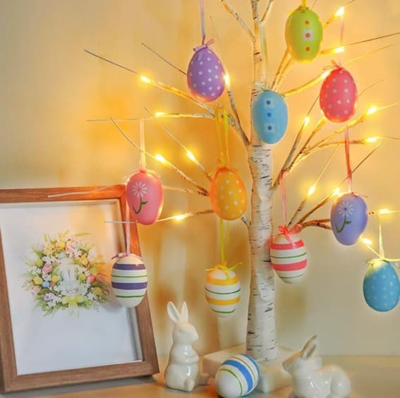 Springtime Splendor: Lighted Birch Easter Tree