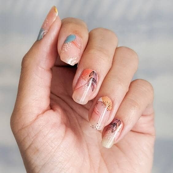 Pastel Floral Negative Space Nails.